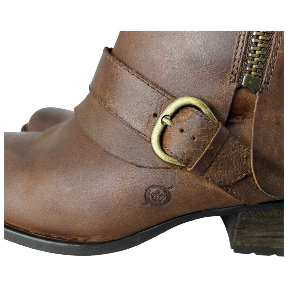 Børn BORN Goji Boot Summer Brown Saddle Leather Shearling Lined Women Size 8 M - Picture 3 of 11